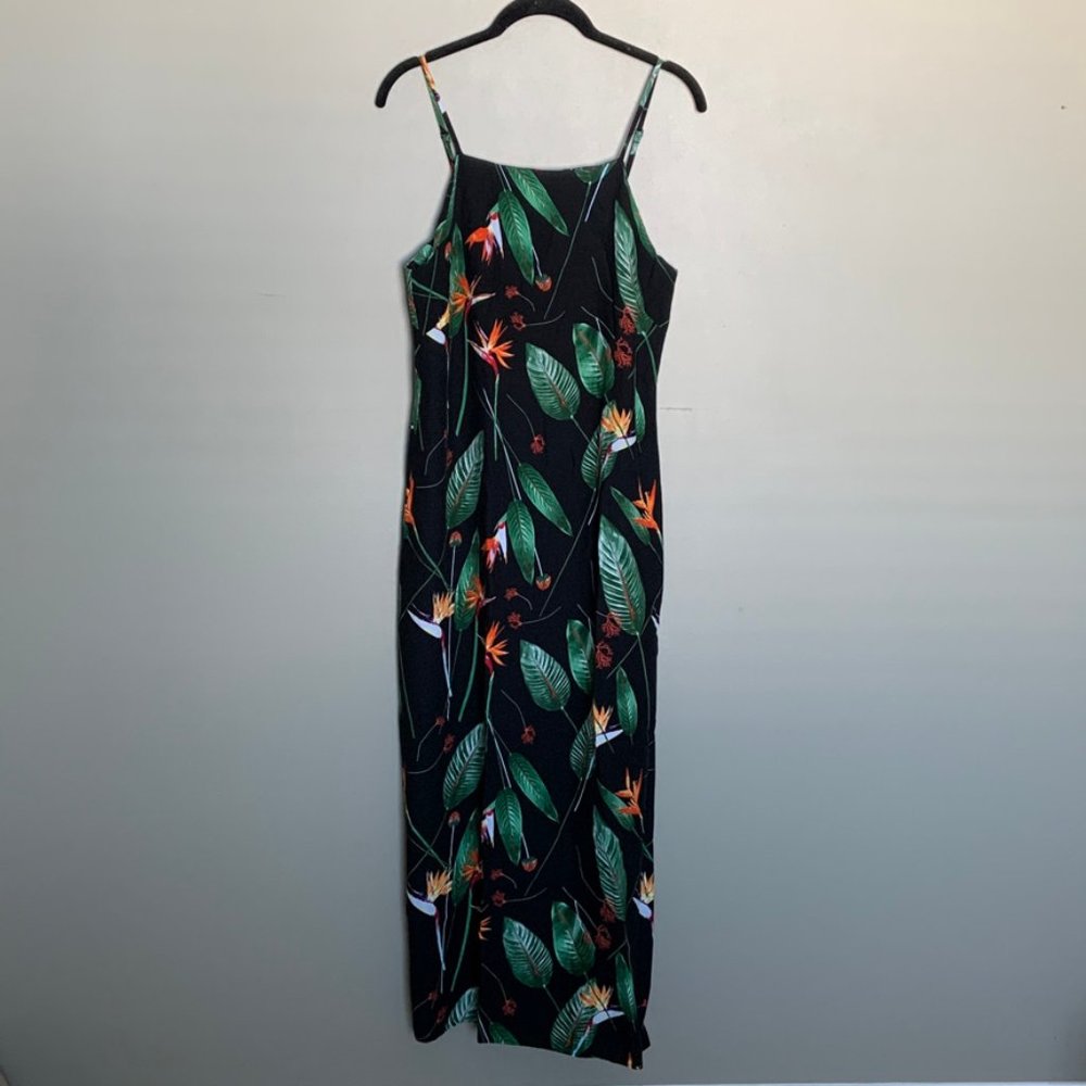 Dalia tropical maxi tank dress with slit